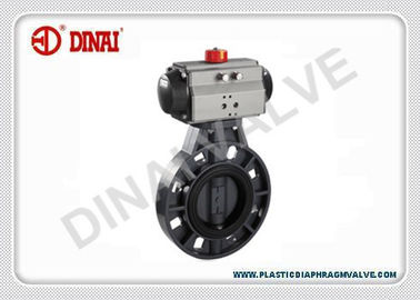 PVDF nhựa Van bướm khí nén Thiết bị truyền động hoạt động PN1.0Mpa JIS / DIN / ANSI