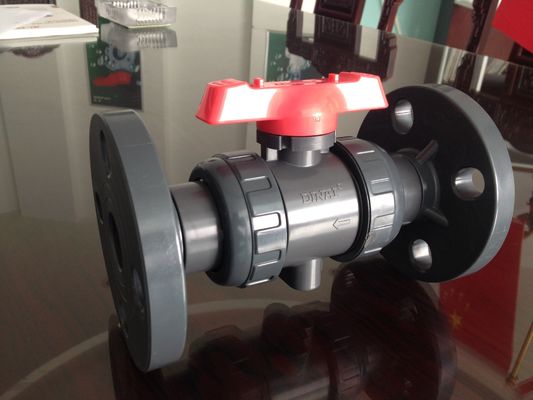 PN10 thanh PP-H nhựa bích bóng van, 1/2 &quot;đến 12&quot; DIN, ANSI, JIS, hoạt động worm gear